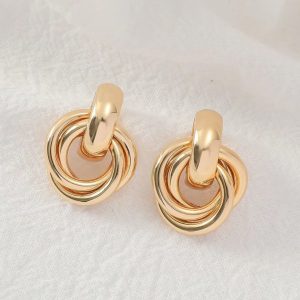 Shiny Plating Knot Hoop Earrings