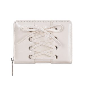 Simple Style Bow Wallet Ultra Thin Zipper PU Leather Card Holder Multi function Clutch Travel Coin Purse for Women