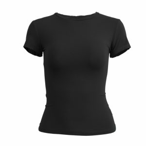 Slim Fit Knit Tee for Women Soft O Neck Streetwear Top
