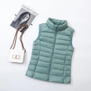 Slim Sleeveless Jacket for Women, Ultra Light Down Vest, Portable Lightweight Windproof Waistcoat