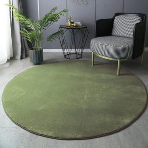 Soft Coral Velvet Round Plush Rug Modern Living Room Kids Play Mat Carpet