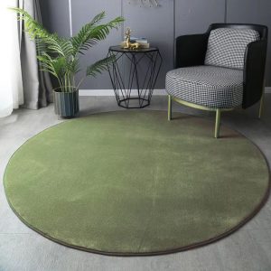 Soft Coral Velvet Round Rug Plush Coffee Table Carpet for Living Room and Kids Play Area