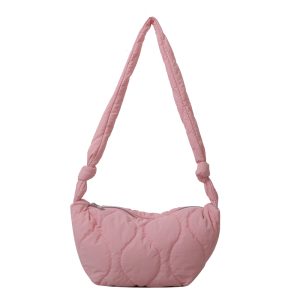 Soft Pillow Shopper Bag, Female Puffer Shoulder Bag, Padded Tote Handbag, Ruched Messenger Bag, Winter Checkered Design