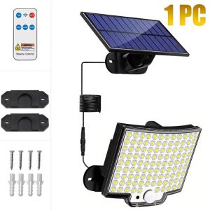 Split Solar Motion Sensor Light with Remote 3 Mode Waterproof Outdoor Floodlight
