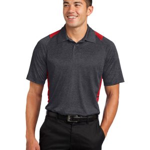 Sport-Tek ST665 Men's Heather Colorblock Contender Polo - Graphite Heather/ True Red - L