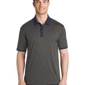 Sport-Tek ST667 Men's Heather Contender Contrast Polo Shirt - Graphite Heather/ True Navy - L