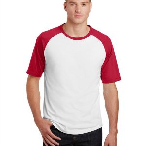 Sport-Tek T201 Men's Short Sleeve Colorblock Raglan Jersey - White/Red - XL