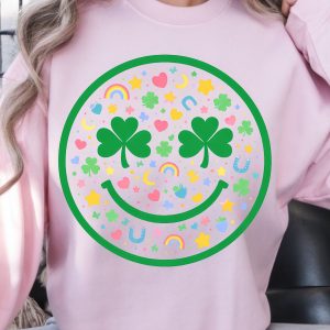 St. Patrick's Smile Emoji Shirt, Funny St. Patrick's Day T-Shirt, Shamrock Tee
