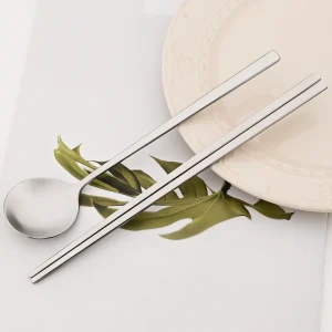 Stainless Steel Chopsticks Set with Soup Spoon Matt Dinnerware
