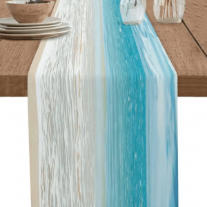 Summer Ocean Beach Table Runner Linen Coastal Farmhouse Table Decor for Dining & Kitchen