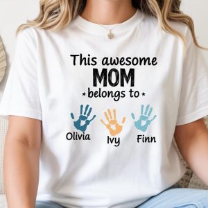 This Awesome Mom Belongs To Shirt - Personalized Mother's Day Sweatshirt with Custom Name