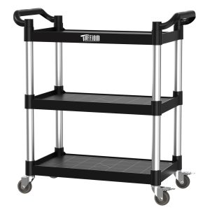Tier Utility Cart with Wheels Portable Plastic Commercial Service Cart