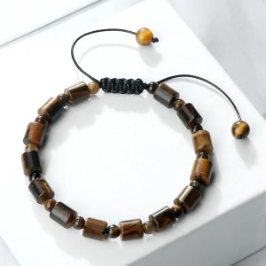 Tiger Eye Bracelet for Men and Women Natural Stone Agate Beaded Bracelet