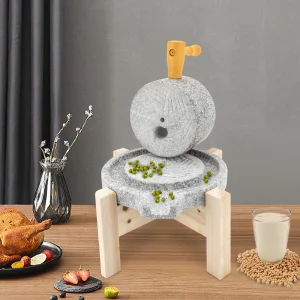 Traditional Handcrafted Natural Hemp Stone Mill Authentic Dry & Wet Grain Grinder for Healthy Home Cooking