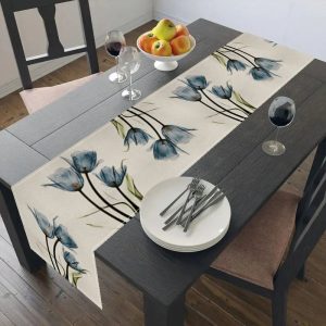 Tulip Linen Table Runner Farmhouse Floral Dining Table Decor