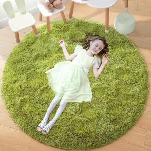 Ultra-Soft Fluffy Round Rug | Shaggy Faux Fur Area Rug for Bedroom & Nursery