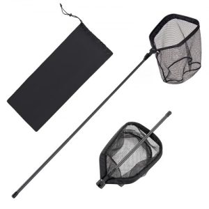 VEVOR Fishing Net, Foldable Landing Nets with Telescopic Handle, Portable Lightweight Carbon Fiber Long Fish Gear, Nylon Covered PVC, Durable and Fish-friendly, for Kayak Boat Bank Pond, Gifts for Men