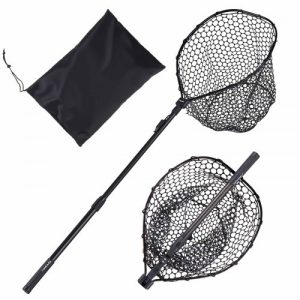 VEVOR Fishing Net, Foldable Landing Nets with Telescopic Handle, Portable Lightweight and Stronger 6063 Aluminum Fish Gear, Soft Silicone Fish-Friendly Mesh, for Kayak, Boat, Bank, Pond, Gifts for Men