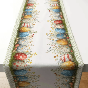 VIKAMA Easter Garden Table Runner Scandinavian Plaid Spring Table Decor
