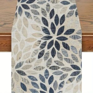 VIKAMA Floral Linen Table Runner for Farmhouse Table Decor