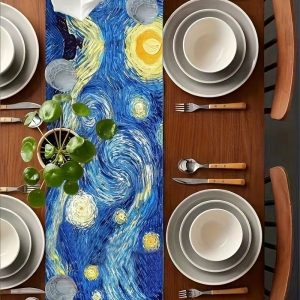 Van Gogh Starry Night Table Flag Art Decor for Dining Tables and Cafes