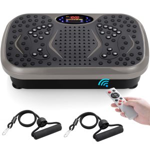 Vibration Plate Exercise Machine with Loop Bands for Full Body Home Workouts