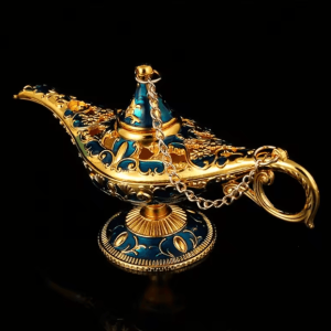 Vintage Aladdin Magic Lamp Ornament - Retro Metal Genie Lamp Home Decor