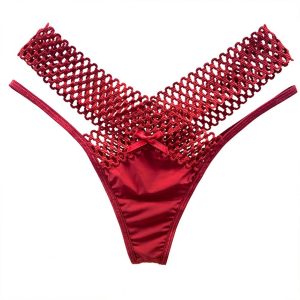 Women Panties Low Waist Hollowed Out See Through Cross Belt French Style Ladies Sling Thong Sexy Lingerie