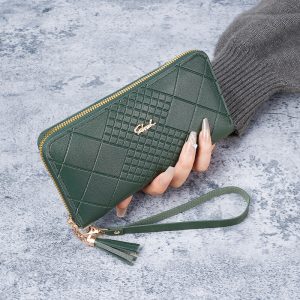 Women's Korean Version Long Wallet with Mobile Phone Bag, Simple Zipper Wallet, Tassel Handbag