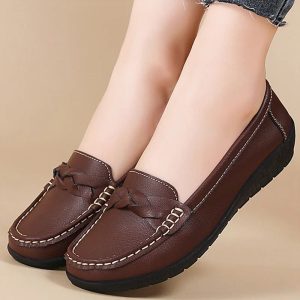 Womens Soft Leather Casual Loafers