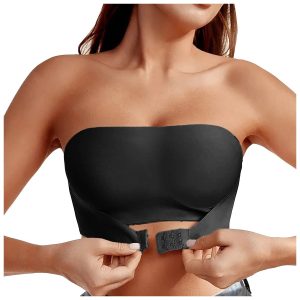 Womens Strapless Bra, Sexy Seamless No Padding, Front Button Bra, Comfortable Smooth Half Cup Silicone, Non-slip Under
