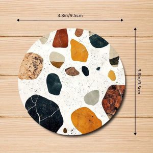 Wooden Coaster Set Stone Pattern Heat Resistant Drink Coasters