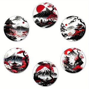 Wooden Japanese Style Coaster Set Heat Resistant Non Slip Drink Coasters