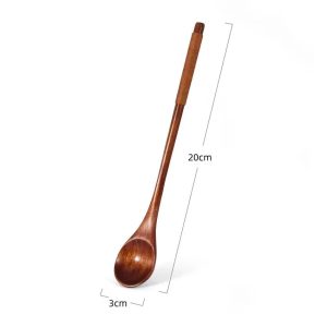 Wooden Tea Spoon Set Natural Coffee Spoon Long Handle Dessert Spoon