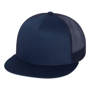 Yp Classics 6006 Men's Flat Bill Trucker Cap - Navy - One Size