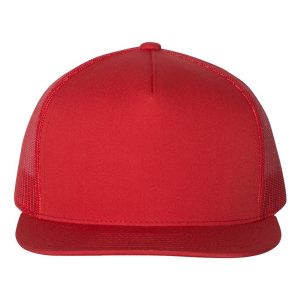 Yp Classics 6006 Men's Flat Bill Trucker Cap - Red - One Size