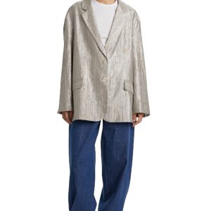 blazer gessato Woman Pdr lurex