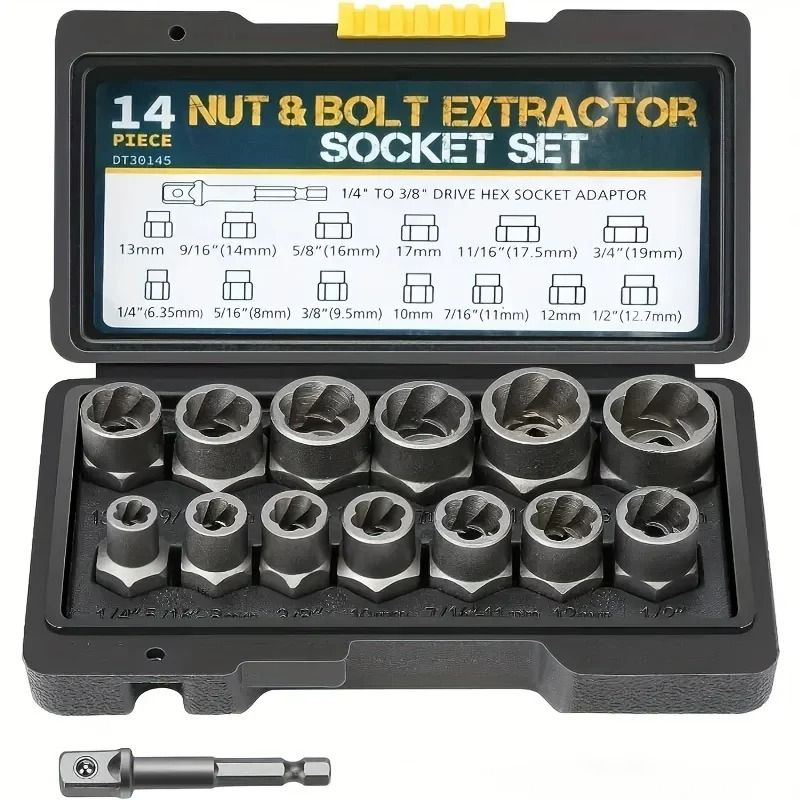 14-Piece High-Torque Nut & Bolt Extractor Set