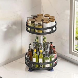 360° Rotating 3-Tier Kitchen Spice Rack Organizer Turntable Storage Tray