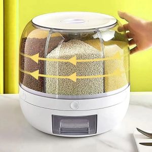 360° Rotating Grain Dispenser Food Grade Rice Storage Container with One-Touch Output