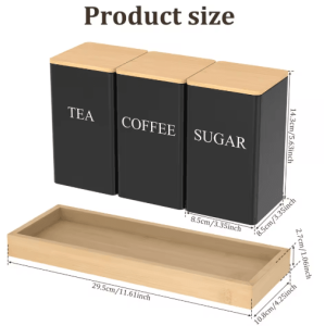 Airtight Coffee Tea Sugar Canister Set - 3pcs Kitchen Countertop Storage Jars