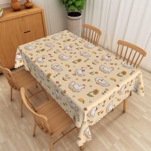 Aperturee Cute Goose Pattern Rectangle Tablecloth, Cartoon Farm Animal Table Cover, Child Theme Studio Prop