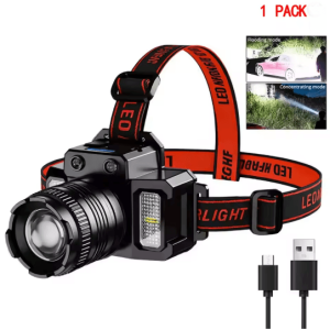 BrightBeam Smart Sensor USB Rechargeable LED Headlamp - Outdoor Zoom Head Torch