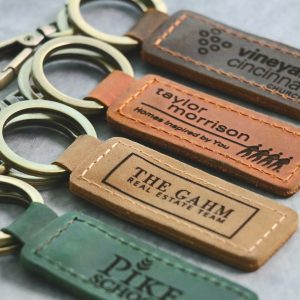 Business Logo Keychain, Custom Leather Keychain