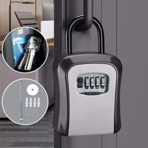 Combination Lockbox for House Key, Key Lock Box for Outside, Portable, Wall Mounted