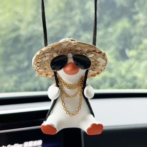 Cute Swinging Duck Car Ornament Rearview Mirror Hanging Accessory