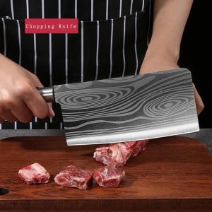 Damascus Pattern Chef Knife Set with Kitchen Scissors & Sharpening Rod - Stainless Steel Precision Cooking Tools