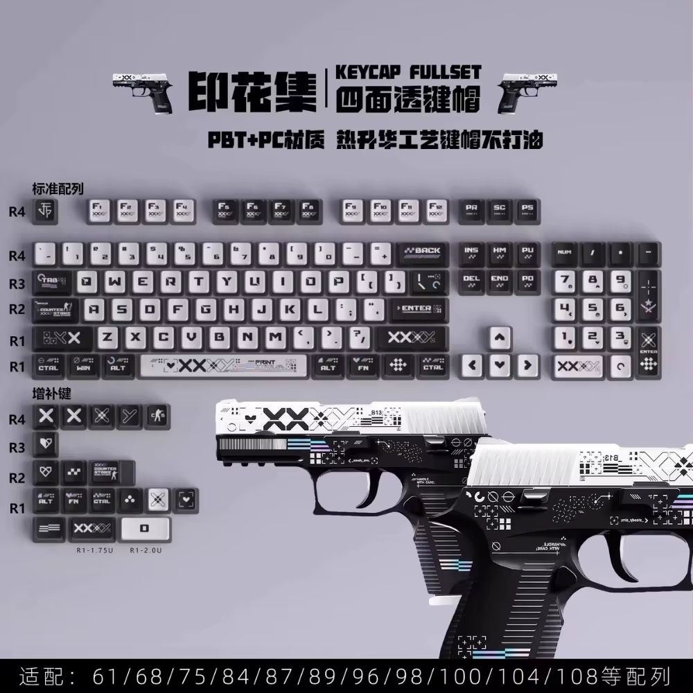 Doomsday Crossing Translucent Pudding Keycaps 125-Key Set for MX Switch Mechanical Keyboards