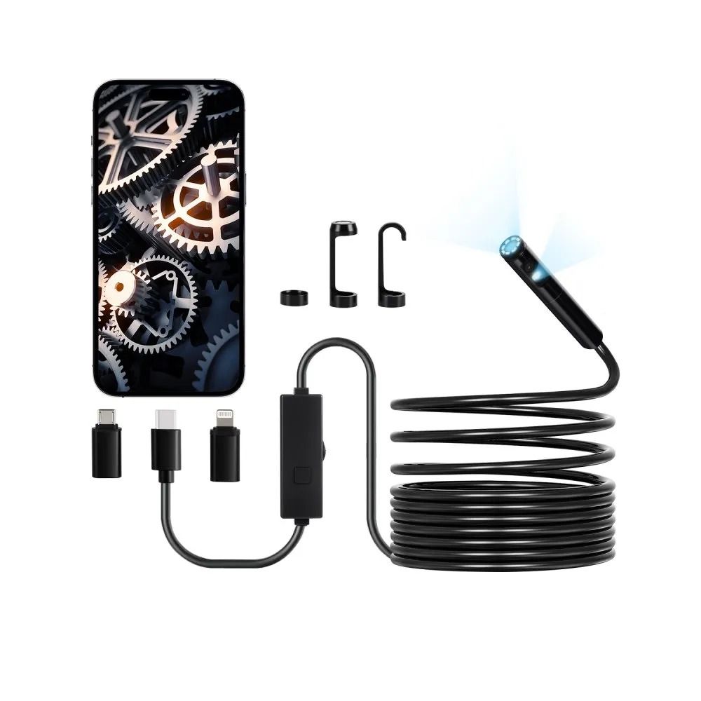Dual Lens HD Endoscope Camera for Android iOS Waterproof Inspection Borescope