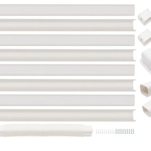 Durable White PVC Ductless AC Line Cover Kit Mini Split Line Concealer & Protection